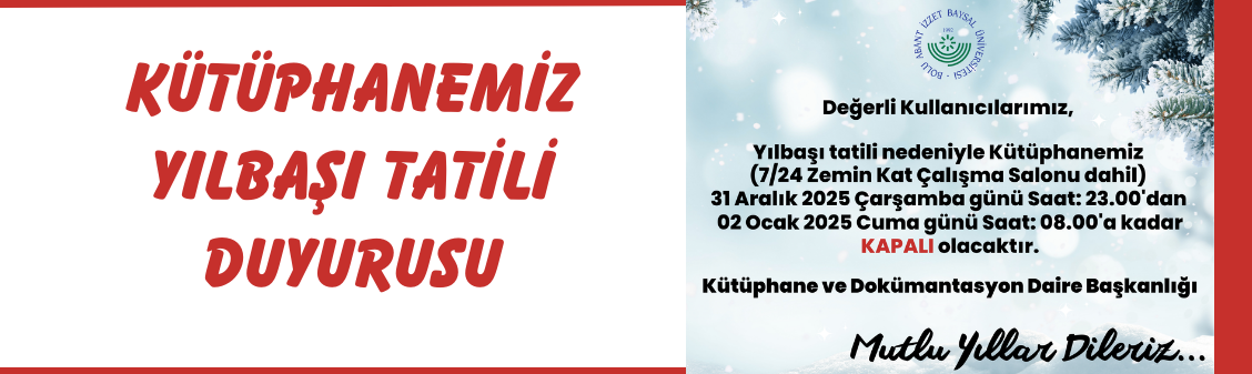 Kütüphanemiz Yılbaşı Tatili Duyurusu